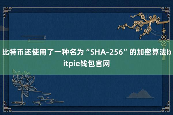 比特币还使用了一种名为“SHA-256”的加密算法bitpie钱包官网