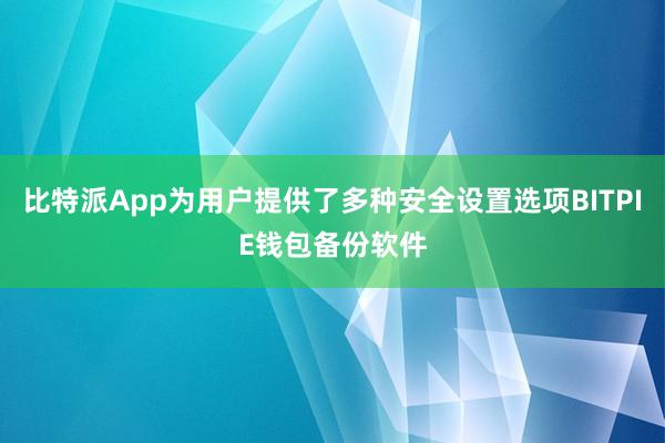 比特派App为用户提供了多种安全设置选项BITPIE钱包备份软件