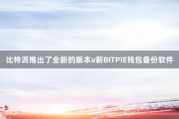 比特派推出了全新的版本v新BITPIE钱包备份软件