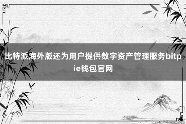 比特派海外版还为用户提供数字资产管理服务bitpie钱包官网