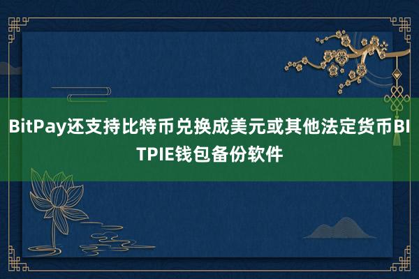 BitPay还支持比特币兑换成美元或其他法定货币BITPIE钱包备份软件