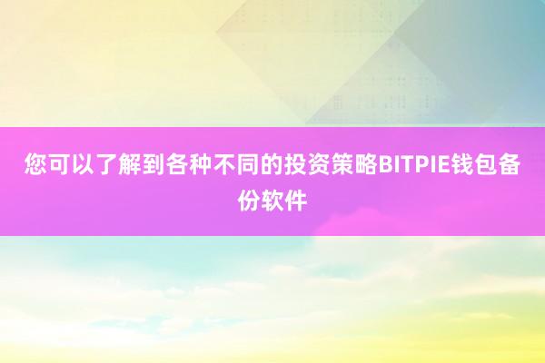 您可以了解到各种不同的投资策略BITPIE钱包备份软件