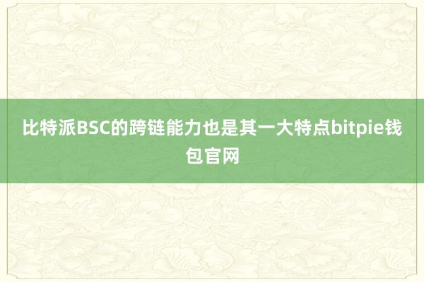 比特派BSC的跨链能力也是其一大特点bitpie钱包官网