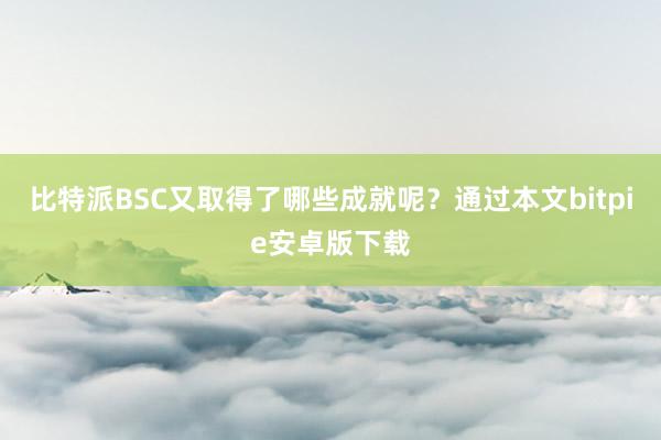 比特派BSC又取得了哪些成就呢？通过本文bitpie安卓版下载