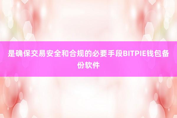 是确保交易安全和合规的必要手段BITPIE钱包备份软件