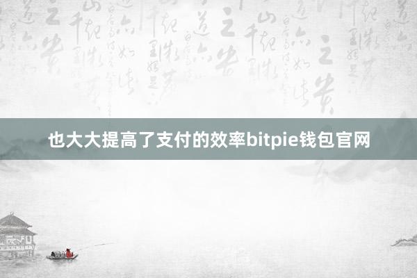 也大大提高了支付的效率bitpie钱包官网